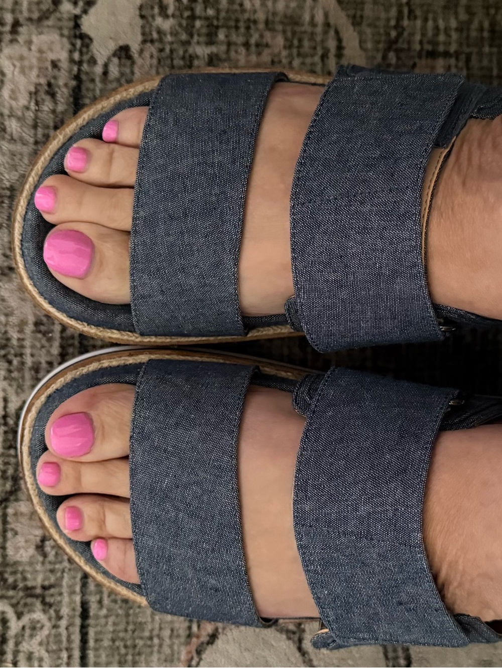 Cole Haan Denim Blue Double-Strap Slide Sandals